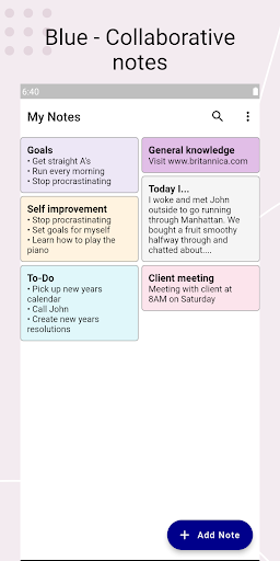 Android application Blue - Collaborative notes screenshort