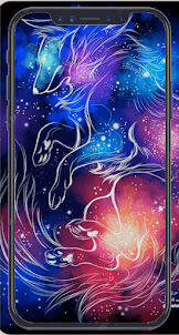 Neon Galaxy Wolf Wallpaper HD