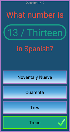 Spanish Number Game Screen 2