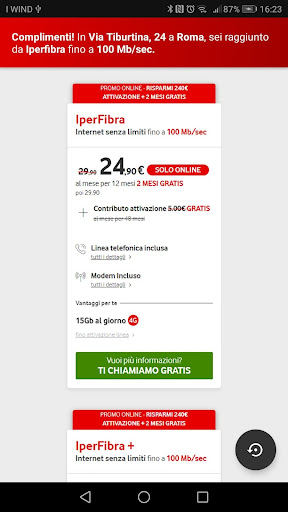 Copertura Fibra Demo Screen 2