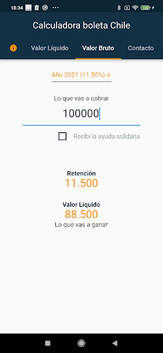 Calculadora honorarios Chile Screen 3