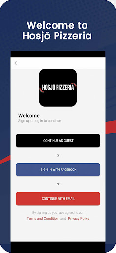Android application Hosjö Pizzeria screenshort
