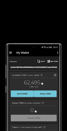ORBS PoS Wallet Screen 2