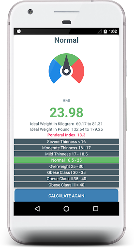 Android application BMI Calculator - Ideal Weight screenshort