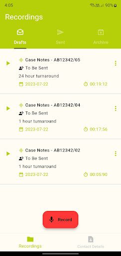 Dictation & Notes Screen 2