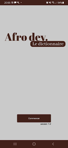 Android application Afrodev. Le dictionnaire screenshort