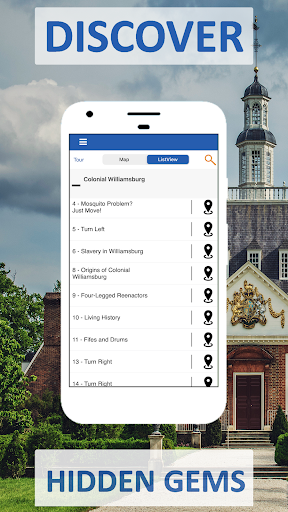 Screenshot of Colonial Williamsburg GPS Tour