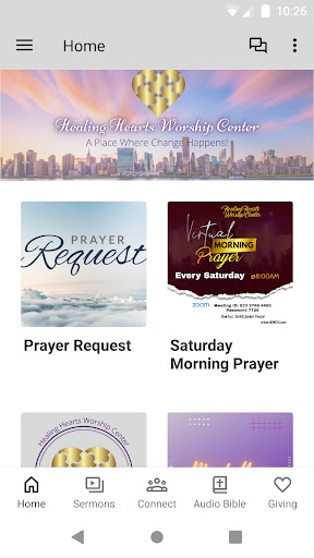 Android application Healing Hearts Worship Center screenshort