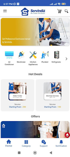 ServIndia Customer App Screen 2