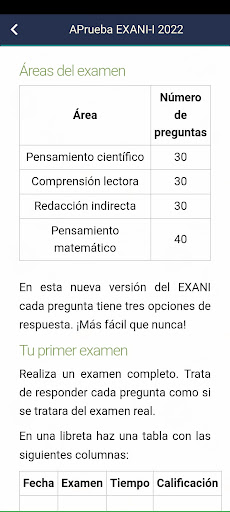 EXANI-I APrueba Screen 2