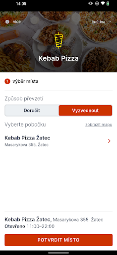 Android application Kebab pizza Žatec screenshort