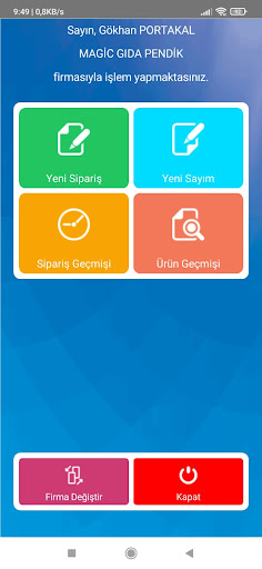 Android application EasyOrder Sipariş Programı screenshort