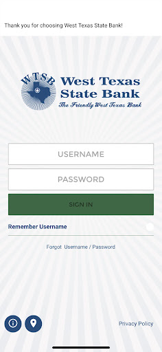 Android application West Texas State Bank screenshort