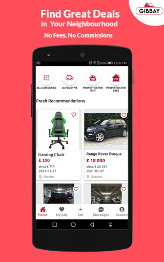 Android application Gibbay screenshort