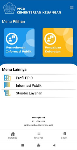 Android application PPID Kementerian Keuangan screenshort