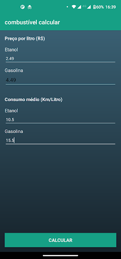 Calc Combustível Screen 2