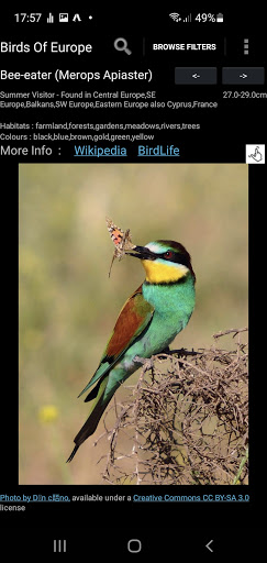 Birds Of Europe Guide Screen 3