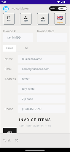 Invoice Generator & Maker Screen 2