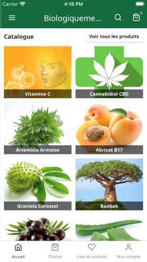Android application biologiquement screenshort