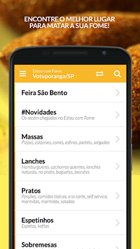 Android application Estou com Fome screenshort