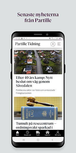 Android application Partille Tidning screenshort
