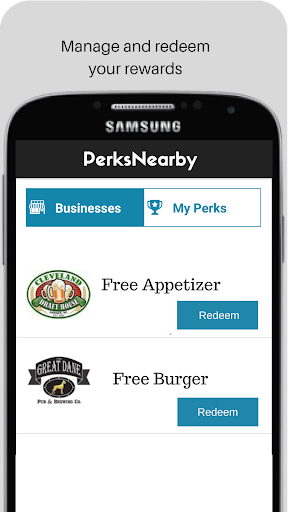 Android application PerksNearby screenshort