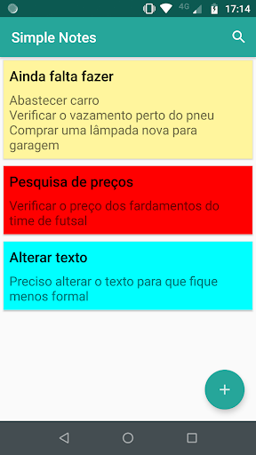 Android application Notinhas screenshort