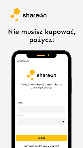 Android application ShareON - nie kupuj, pożyczaj! screenshort