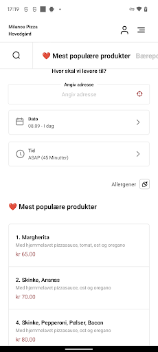 Milanos Pizza Hovedgård Screen 3