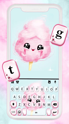 Android application Pink Cotton Candy Keyboard Bac screenshort
