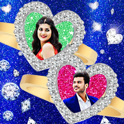 Lovely ring photo frame couple logo