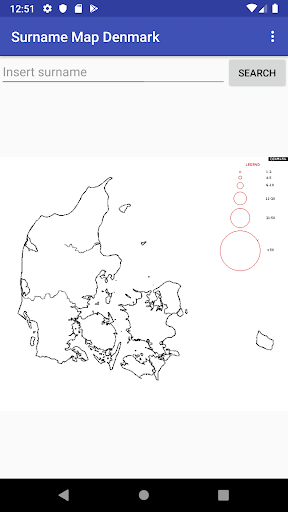 Android application Surname Map Denmark screenshort