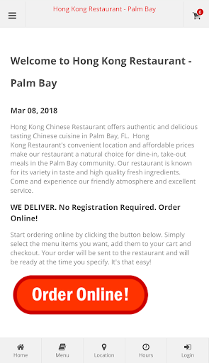 Android application Hong Kong Restaurant Palm Bay screenshort