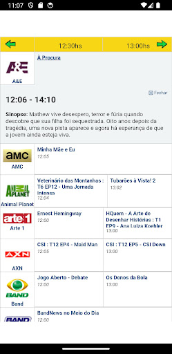 Programação de televisão Guia Screen 2