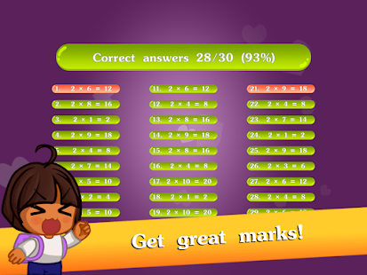 Μαθηματικά παιχνίδια - Πίνακας πολλαπλασιασμού PRO Screenshot