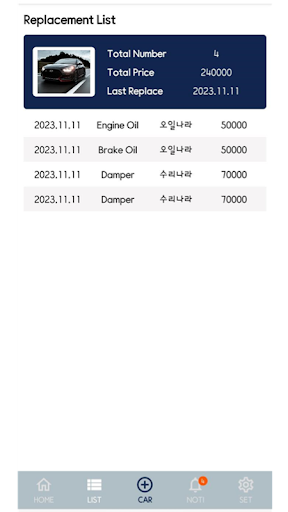 Android application Car Maintenance screenshort