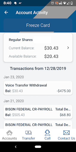 Bison FCU Mobile Banking Screen 3