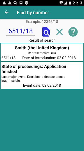 ECHR HELP pro Screen 2