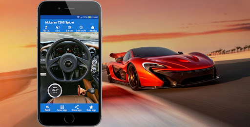 Android application Mclaren car sound p1 f1 720s screenshort