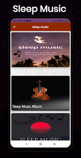 Android application calm sleep music screenshort