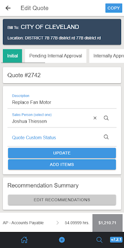 Quadra v7.2.1 Screen 2