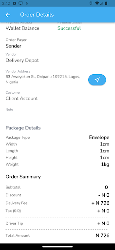 Delivery Depot Driver Screen 3