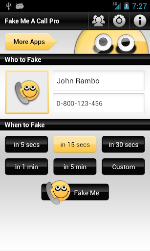 Android application Fake Me A Call Pro screenshort