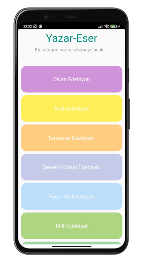 Android application Yazar Eser Soru Bankası screenshort