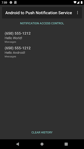 Android application A2PNS screenshort