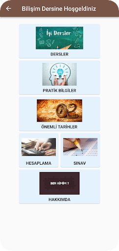 Android application Bilişim Dersi screenshort