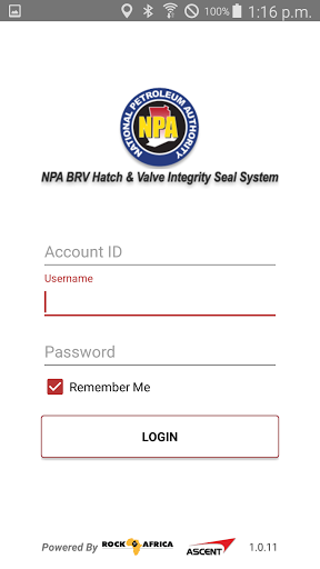 Android application BRV Hatch&Valve Integrity Seal screenshort