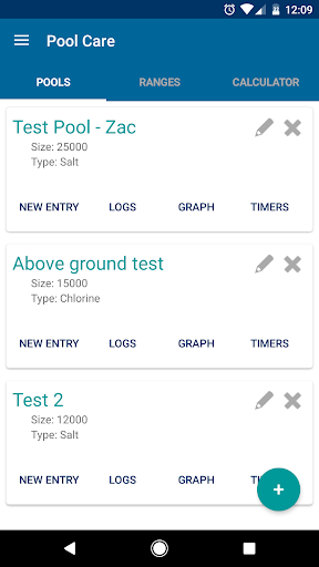 Android application Pool Care screenshort