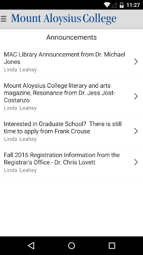 MyMAC Mobile - Mount Aloysius Screen 2