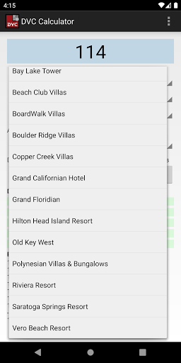 DVC Calculator Screen 2